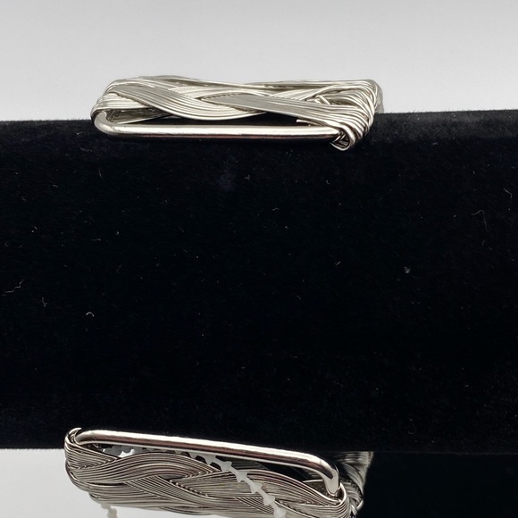 LARGE ADJUSTABLE SILVER TONE BRACELET | BRAIDED SILVER WIRE| NWT | - Picture 4 of 6